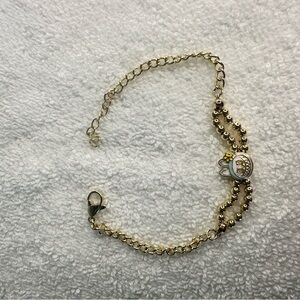 Labubu Gold plated Blue Beaded Bracelet Adjustable